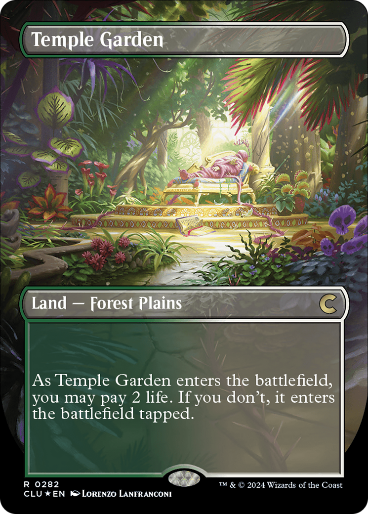 Temple Garden (Borderless) (CLU-282) - Ravnica: Clue Edition (Borderless) Foil