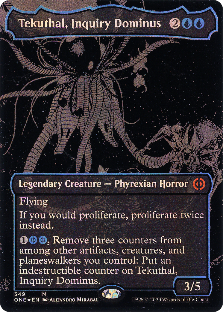 Tekuthal, Inquiry Dominus (Oil Slick Raised Foil) (ONE-349) - Phyrexia: All Will Be One (Borderless) Foil