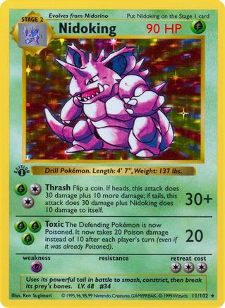 Nidoking - Base Set Shadowless Unlimited Holofoil