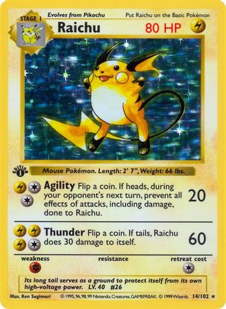 Raichu - Base Set Shadowless Unlimited Holofoil