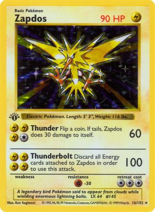 Zapdos - Base Set Shadowless Unlimited Holofoil