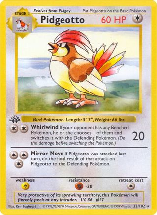 Pidgeotto - Base Set Shadowless Unlimited