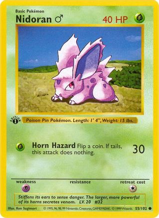 Nidoran M 55 - Base Set Shadowless Unlimited