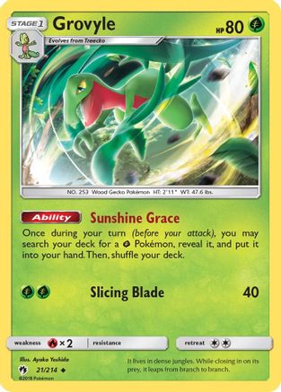 Grovyle 21/214 - SM Lost Thunder Reverse Holofoil
