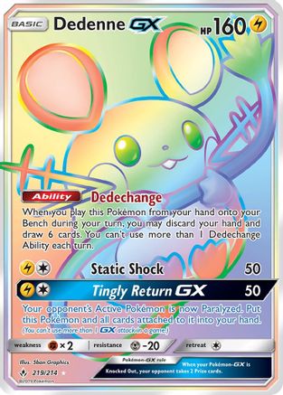 Dedenne GX (Secret)/214 - SM Unbroken Bonds Holofoil