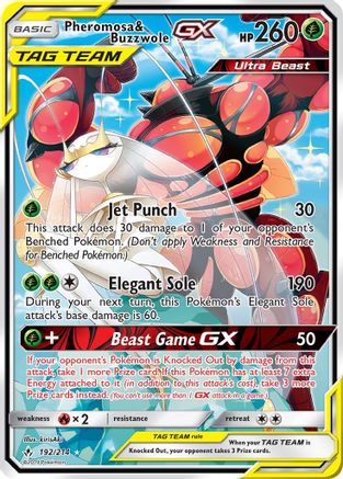 Pheromosa & Buzzwole GX (192) (Alternate Full Art)/214 - SM Unbroken Bonds Holofoil