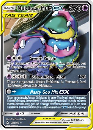 Muk & Alolan Muk GX (197) (Full Art)/214 - SM Unbroken Bonds Holofoil