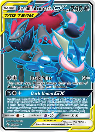Greninja & Zoroark GX (200) (Full Art)/214 - SM Unbroken Bonds Holofoil