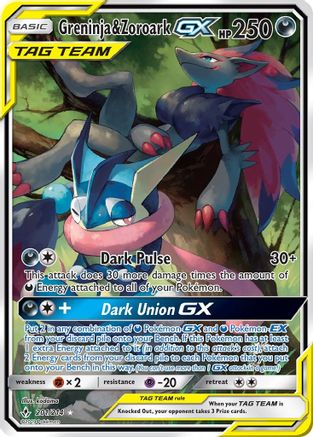 Greninja & Zoroark GX (201) (Alternate Full Art)/214 - SM Unbroken Bonds Holofoil