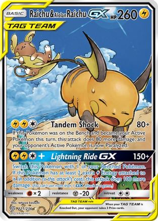 Raichu & Alolan Raichu GX (Alternate Full Art)/236 - SM Unified Minds Holofoil