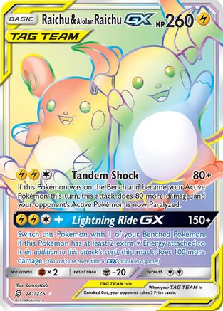 Raichu & Alolan Raichu GX (Secret)/236 - SM Unified Minds Holofoil
