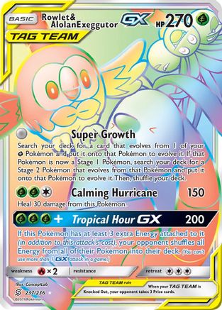 Rowlet & Alolan Exeggutor GX (Secret)/236 - SM Unified Minds Holofoil