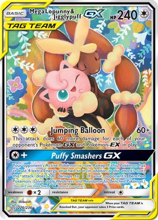 Mega Lopunny & Jigglypuff GX (Alternate Full Art)/236 - SM Cosmic Eclipse Holofoil