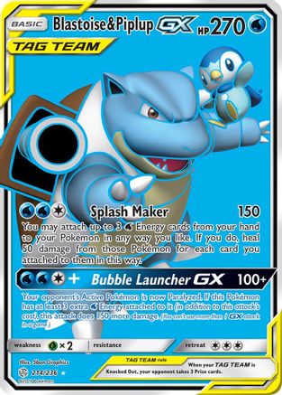 Blastoise & Piplup GX (Full Art)/236 - SM Cosmic Eclipse Holofoil