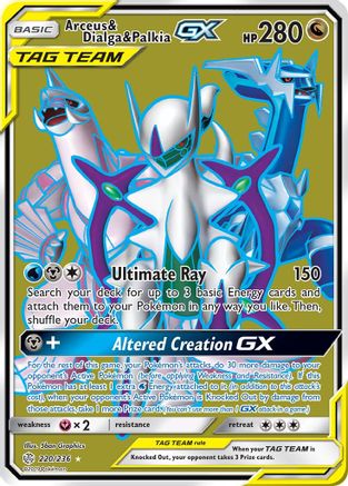 Arceus & Dialga & Palkia GX (Full Art)/236 - SM Cosmic Eclipse Holofoil