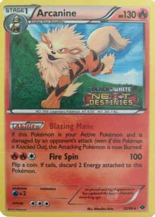 Arcanine - 12/99 (Prerelease) - Black and White Promos Holofoil