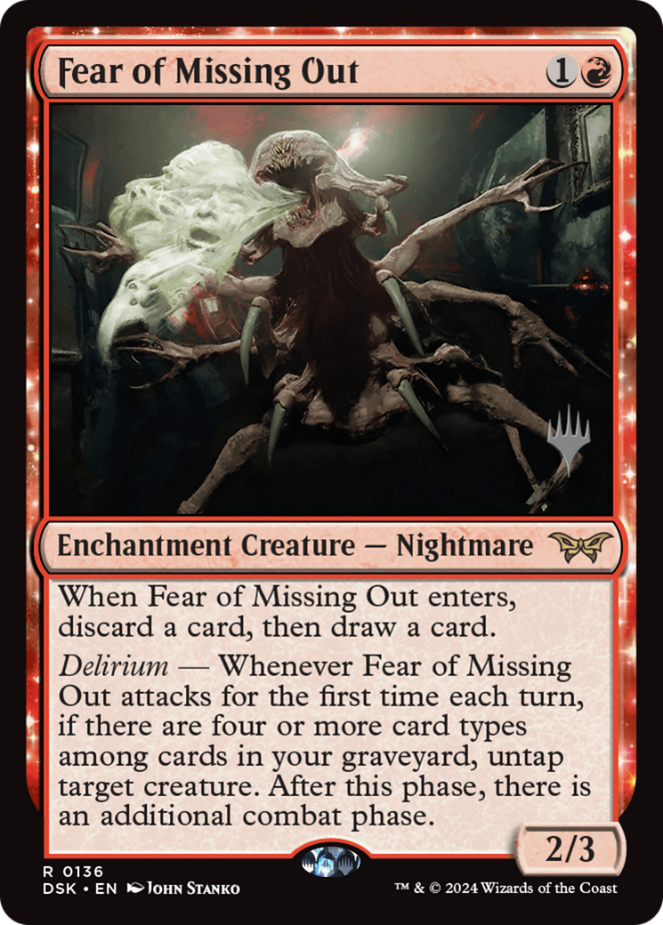 Fear of Missing Out (PPDSK-136) - Duskmourn: House of Horror Promos: (enchantment) Foil