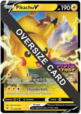 Pikachu V - 043/185 (Vivid Voltage Stamped) - Jumbo Cards Holofoil