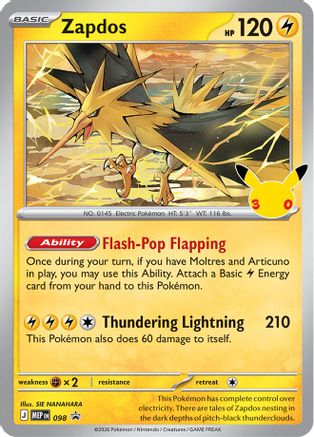 Zapdos - 098 (30th Celebration) 98 - ME Mega Evolution Promo Holofoil