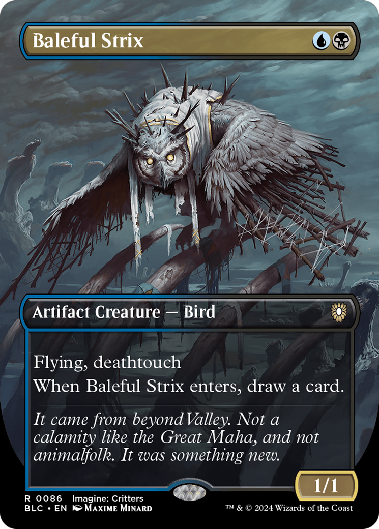 Baleful Strix (Borderless) (BLC-086) - Bloomburrow Commander (Borderless) Foil
