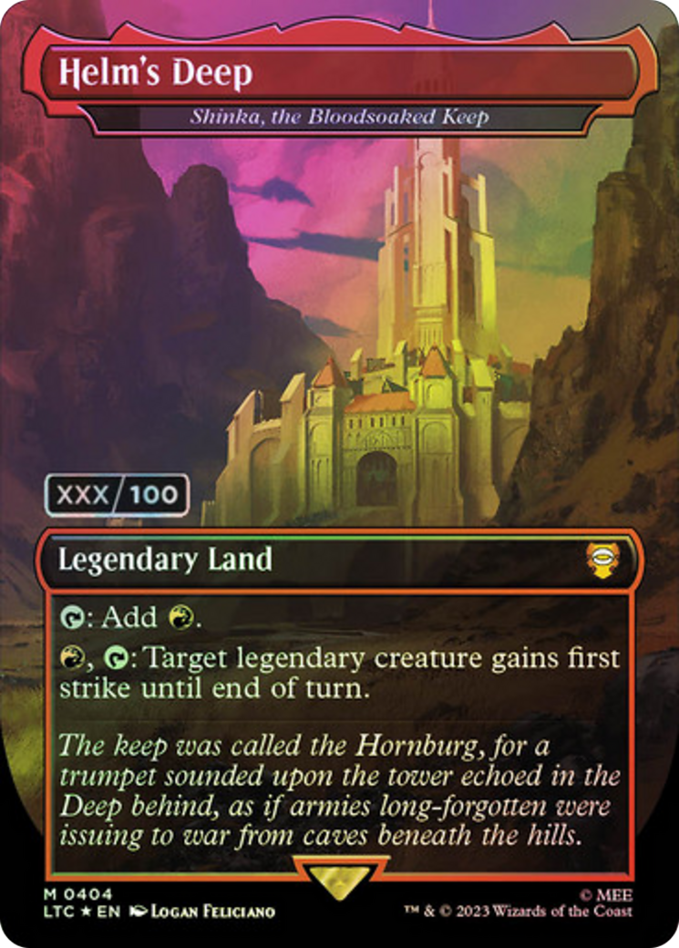 Helm's Deep - Shinka, the Bloodsoaked Keep (Serial Numbered) (LTC-404) - Tales of Middle-earth Commander / Helm's Deep (Borderless) Foil