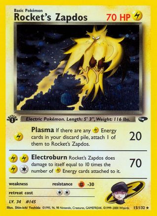 Rocket's Zapdos/132 - Gym Challenge Unlimited Holofoil