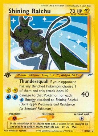 Shining Raichu/105 - Neo Destiny Unlimited Holofoil