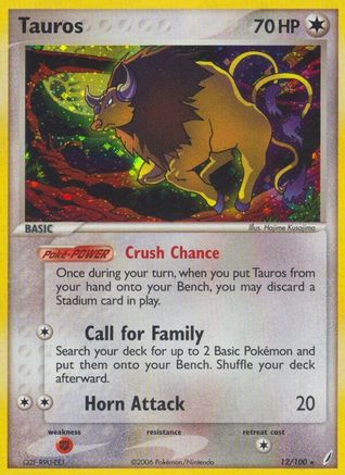 Tauros/100 - Crystal Guardians Reverse Holofoil