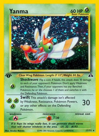 Yanma (17)/75 - Neo Discovery 1st Edition Holofoil