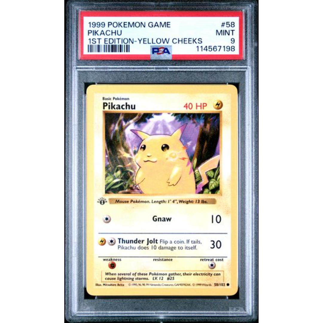 Pikachu Yellow Cheeks 1st Edition #58 PSA 9