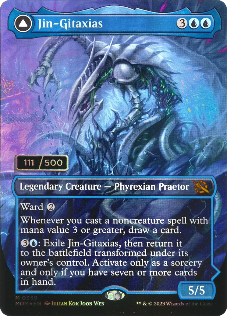 Jin-Gitaxias (Serial Numbered) (MOM-339) - March of the Machine (Borderless) Foil