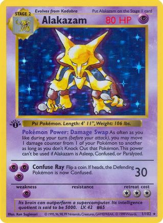 Alakazam - Base Set Shadowless 1st Edition Holofoil