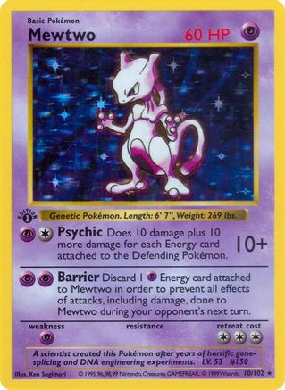 Mewtwo - Base Set Shadowless 1st Edition Holofoil