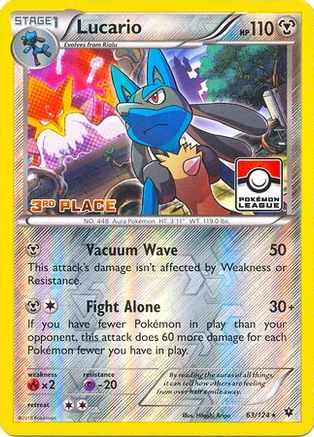 Lucario - 63/124 (Pokemon League) [3rd Place] - League & Championship Cards Reverse Holofoil