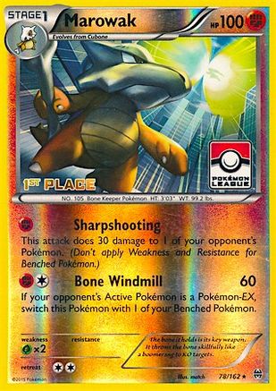 Marowak - 78/162 (Pokemon League) [1st Place] - League & Championship Cards Reverse Holofoil