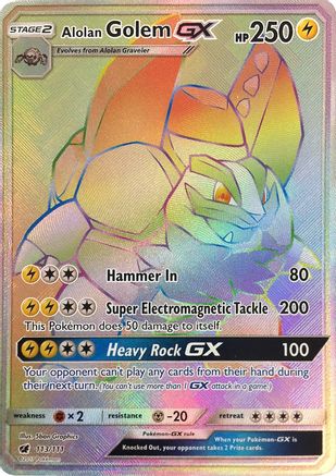 Alolan Golem GX (Secret)/111 - SM  Crimson Invasion Holofoil