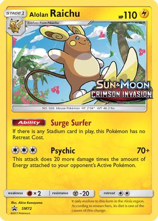 Alolan Raichu - SM72 (Prerelease)/248 - SM Promos Holofoil