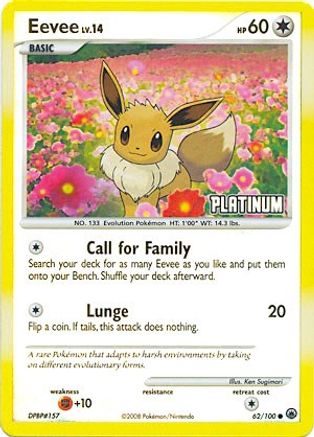 Eevee - 62/100 [Platinum] - Burger King Promos Reverse Holofoil