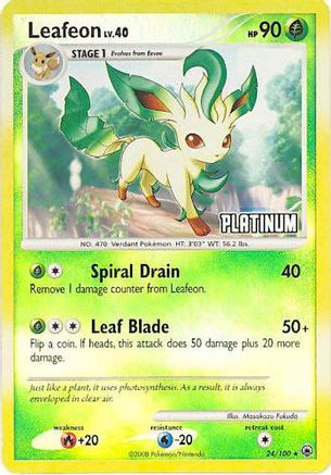 Leafeon - 24/100 [Platinum] - Burger King Promos Reverse Holofoil