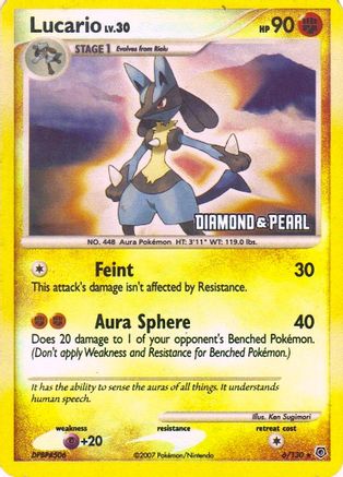 Lucario - 6/130 [Diamond & Pearl] - Burger King Promos Reverse Holofoil