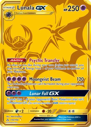 Lunala GX (Secret Rare)/156 - SM  Ultra Prism Holofoil