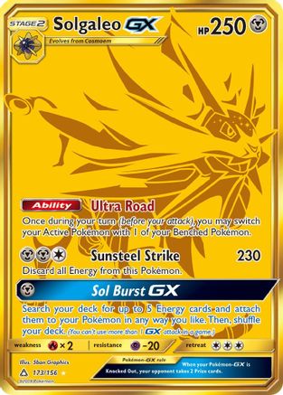 Solgaleo GX (Secret Rare)/156 - SM  Ultra Prism Holofoil
