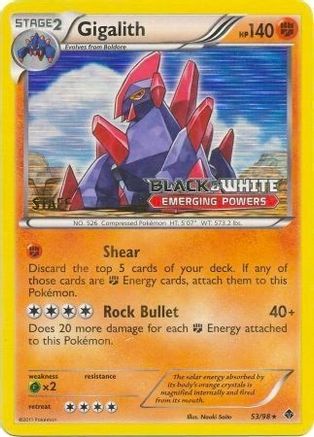 Gigalith 53/98 (Prerelease) [Staff] - Black and White Promos Holofoil