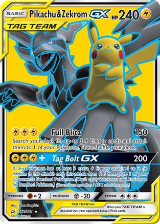 Pikachu & Zekrom GX (Full Art)/181 - SM  Team Up Holofoil