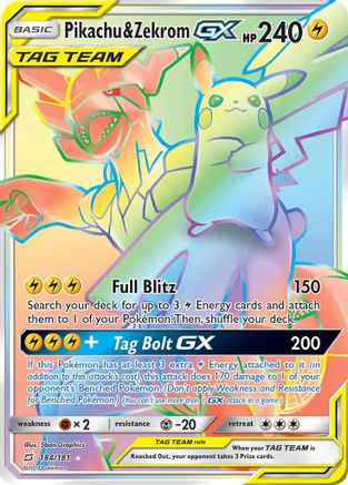 Pikachu & Zekrom GX (Secret)/181 - SM  Team Up Holofoil