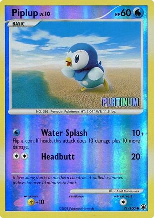 Piplup - 71/100 [Platinum] - Burger King Promos Reverse Holofoil