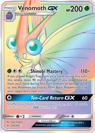Venomoth GX (Secret)/214 - SM  Unbroken Bonds Holofoil