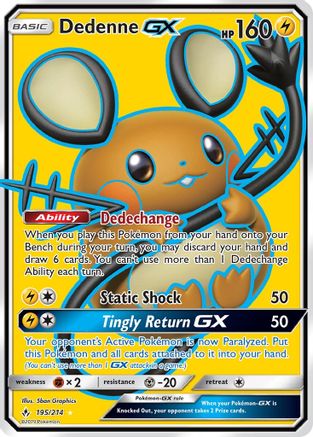Dedenne GX (Full Art)/214 - SM  Unbroken Bonds Holofoil