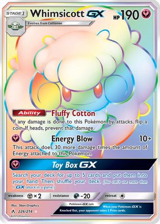 Whimsicott GX (Secret)/214 - SM  Unbroken Bonds Holofoil