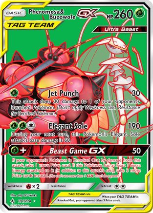 Pheromosa & Buzzwole GX (191) (Full Art)/214 - SM  Unbroken Bonds Holofoil